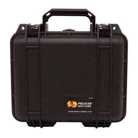A black Pelican 1200 case exterior image.
