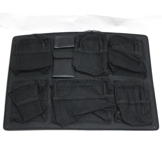 A black Pelican 1639 Lid Organizer with zippered mesh pockets designed to fit inside a Pelican 1630 case.