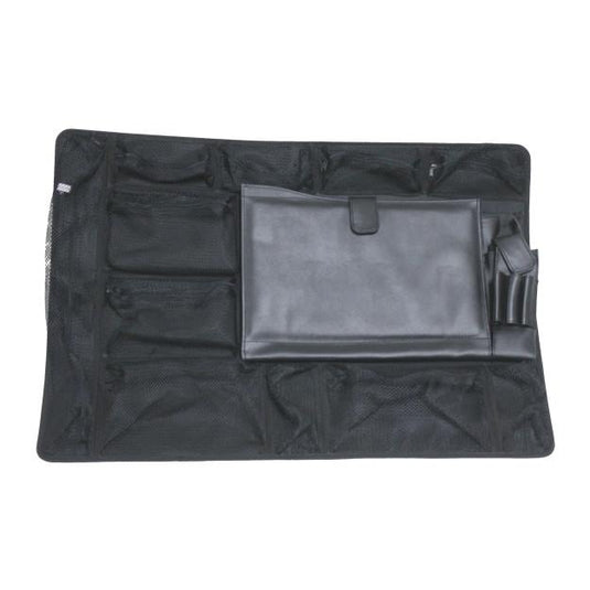 A black Pelican 1669 lid organizer with zippered mesh pockets and an attached black strap.