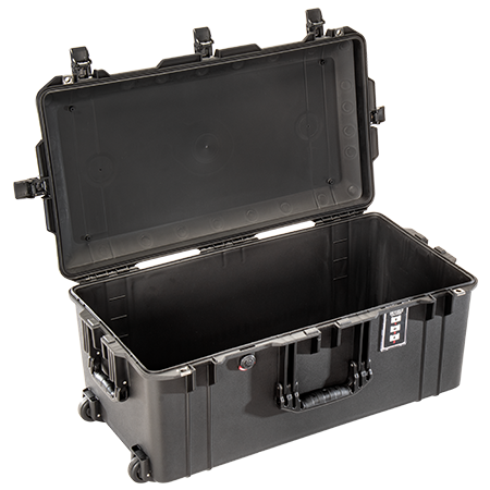 A black Pelican 1626 Air Case open with no foam.