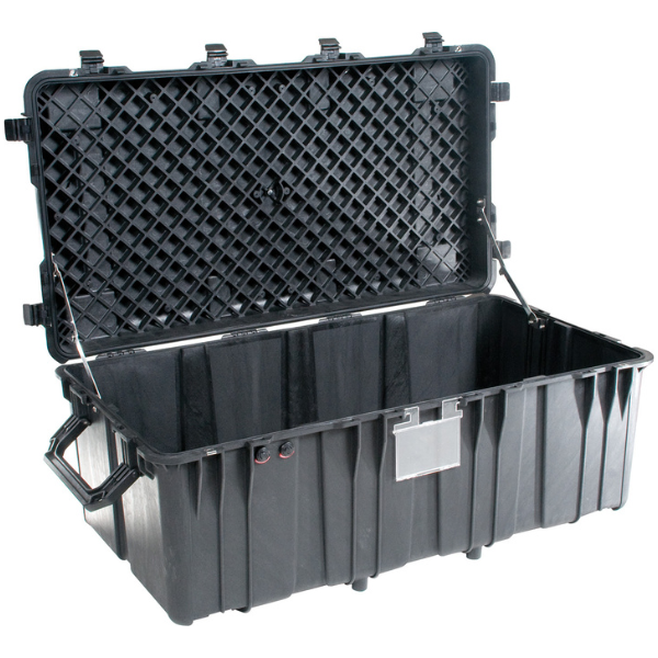 Load image into Gallery viewer, A black Pelican 0550 Transport Case open with no foam inside.
