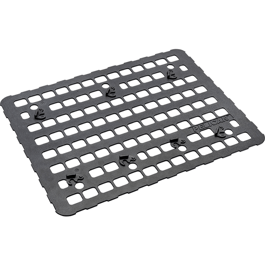 A black Pelican 1610 MOLLE lid panel kit with a grid-like pattern and multiple attachment points.