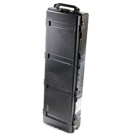 Load image into Gallery viewer, A black Pelican 1770 Transport Case standing up.
