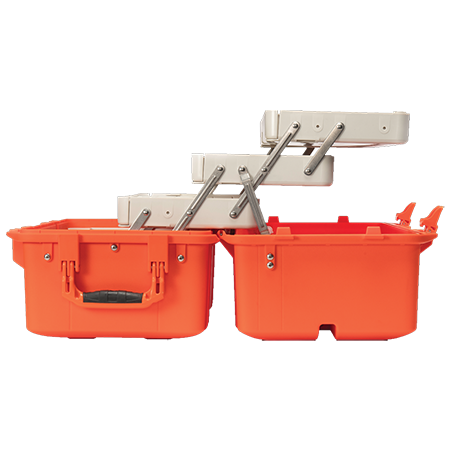 Load image into Gallery viewer, An open Pelican Air 1465 EMS case sideview, showing the layers of organizational trays inside the case.
