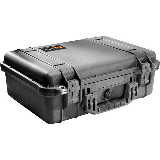 A black Pelican 1500 case closed, showing the exterior latches and handle.