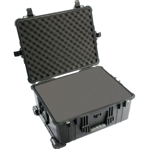 Load image into Gallery viewer, A black Pelican 1610 transport case a with foam interior.
