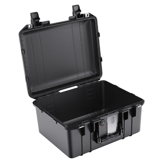 A black Pelican 1507 Air Case open with no foam.