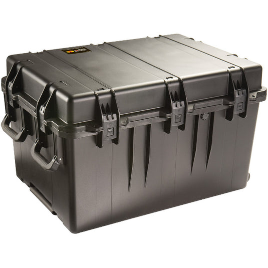 A black iM3075 Storm Case closed, showing its exterior handles and latches.
