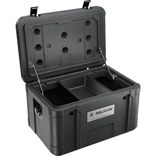 A black Pelican TX80 Adventure Case open.
