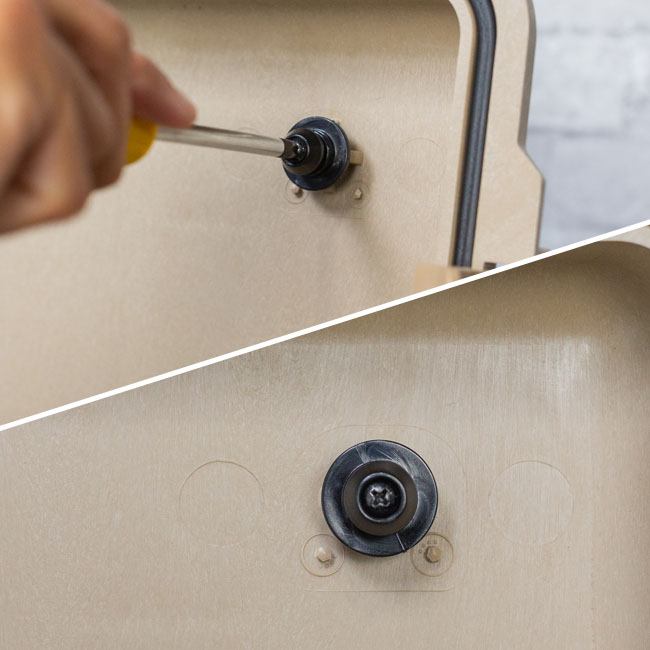 Load image into Gallery viewer, Image of installing the EZ lock stud details of MOLLE Panel Lid Kits.
