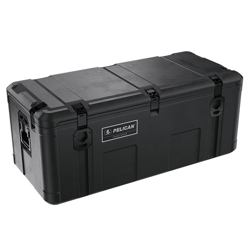 A black Pelican cargo BX255 case designed for storing larger gear, suitable for truck beds or the back of SUVs.