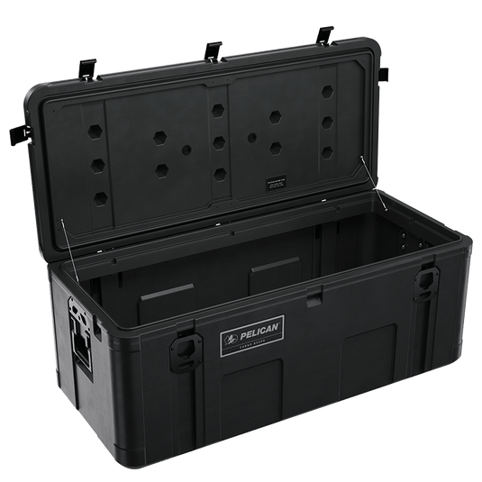 A black Pelican cargo BX255 case open.