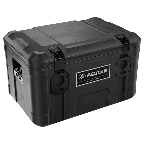 A black Pelican Cargo BX80 case with a sturdy handle and secure latches, designed to organize and protect gear.