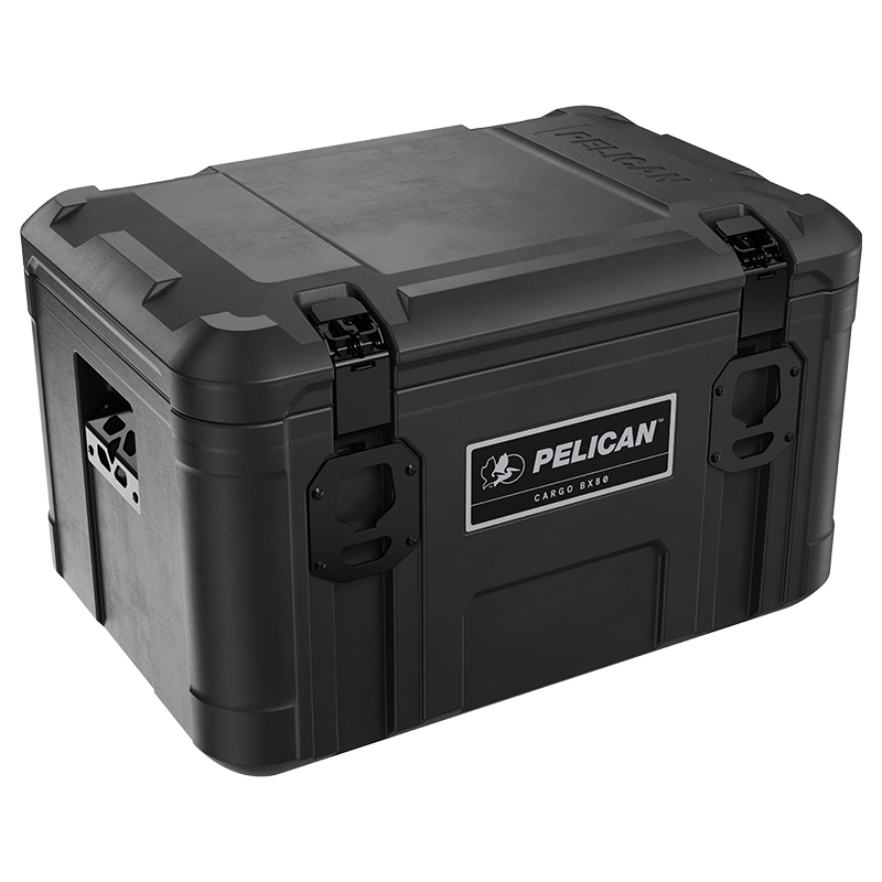 Load image into Gallery viewer, A black Pelican Cargo BX80 case with a sturdy handle and secure latches, designed to organize and protect gear.

