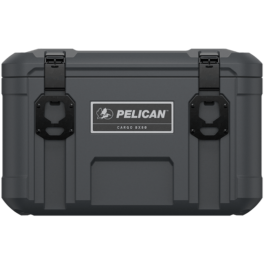 A gray Pelican Cargo BX80 case sitting closed.
