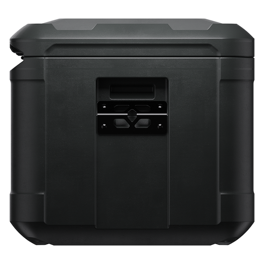 A sideview of a black Pelican Cargo BX80 case showing a tie point.